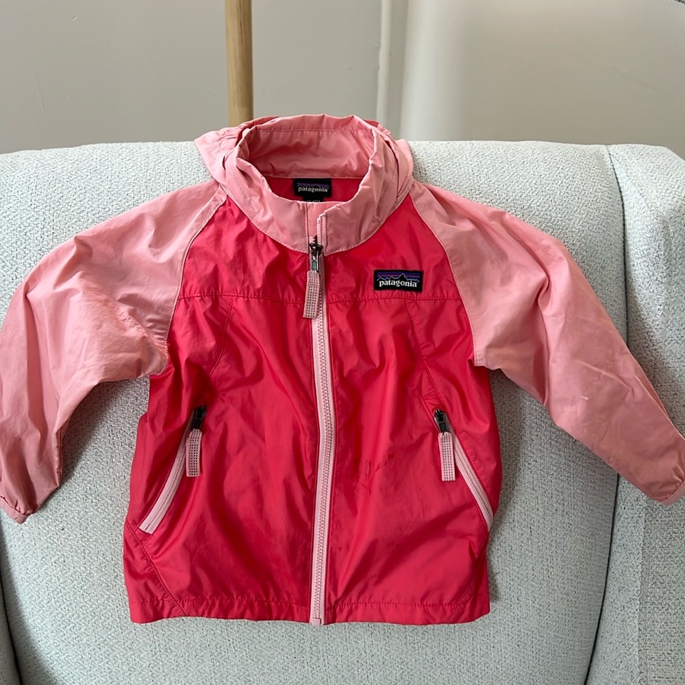 Pink Toddler Girls Patagonia raincoat shell. Size 12-18 months